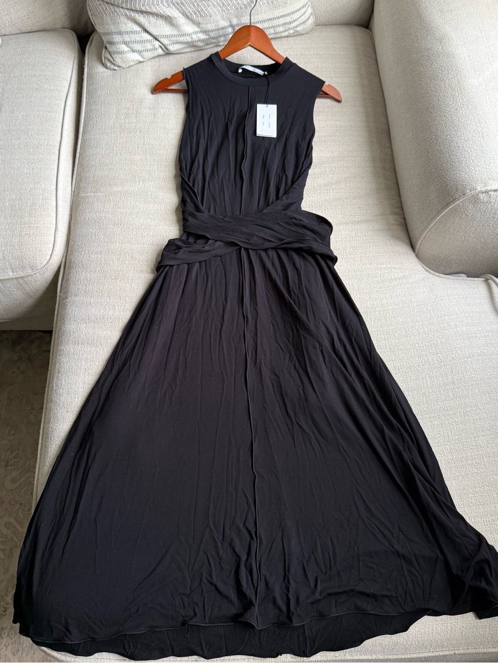 NWT Proenza Schouler Black Sleeveless Wrap Maxi Dress